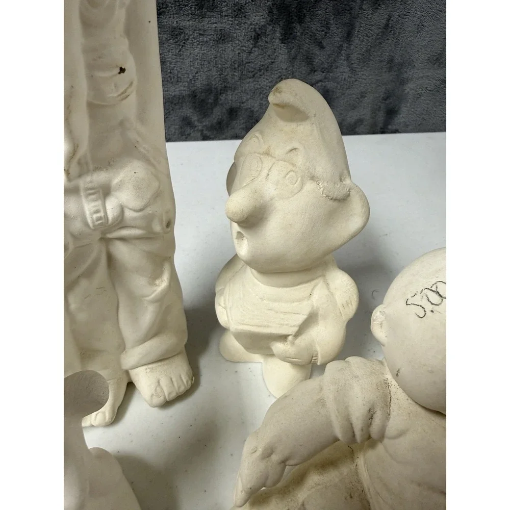 VTG 1980s Ceramic Bisque Molds Unpainted Lot - Cabbage Patch Smurf Mountain Man